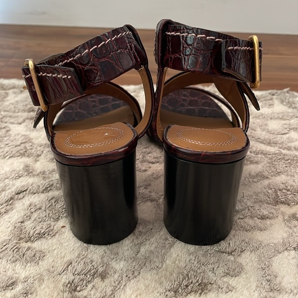 Chloe Candice croc-embossed leather heeled sandals size 37 1/2 - Picture 4 of 8